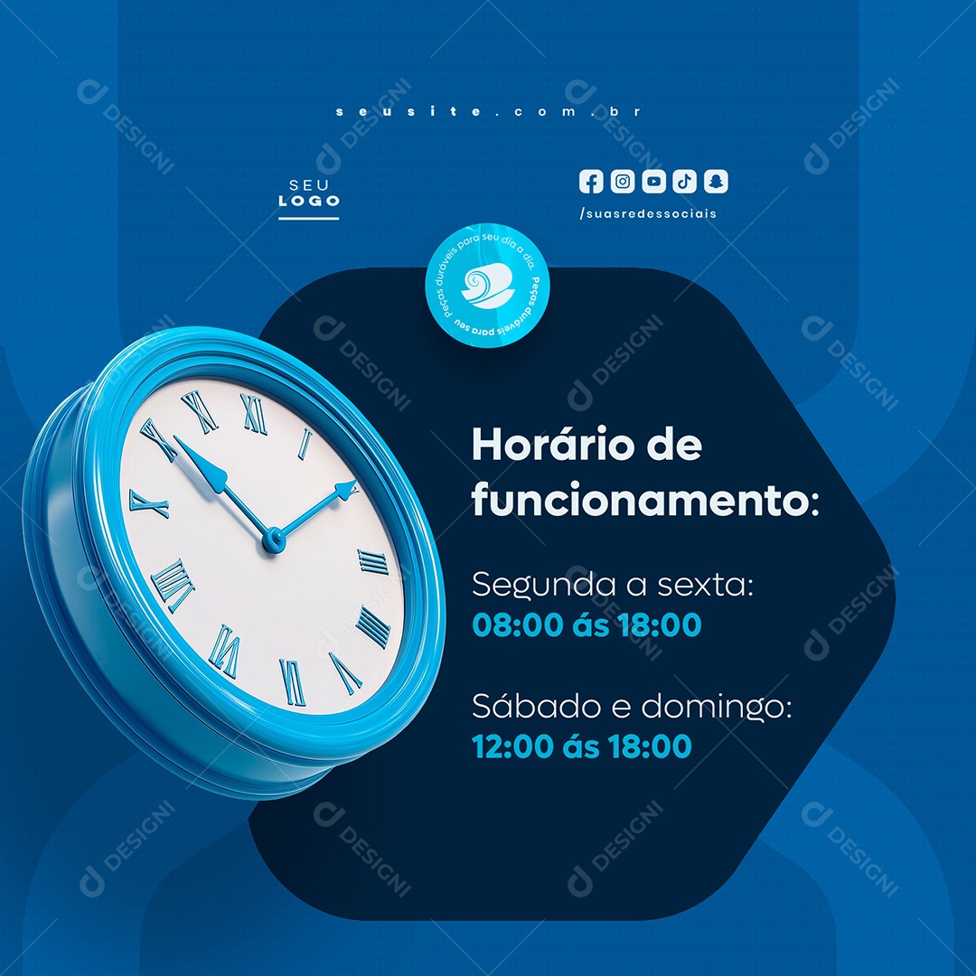 Feed Loja de Cama Mesa e Banho Horário de Funcionamento Social Media PSD Editável