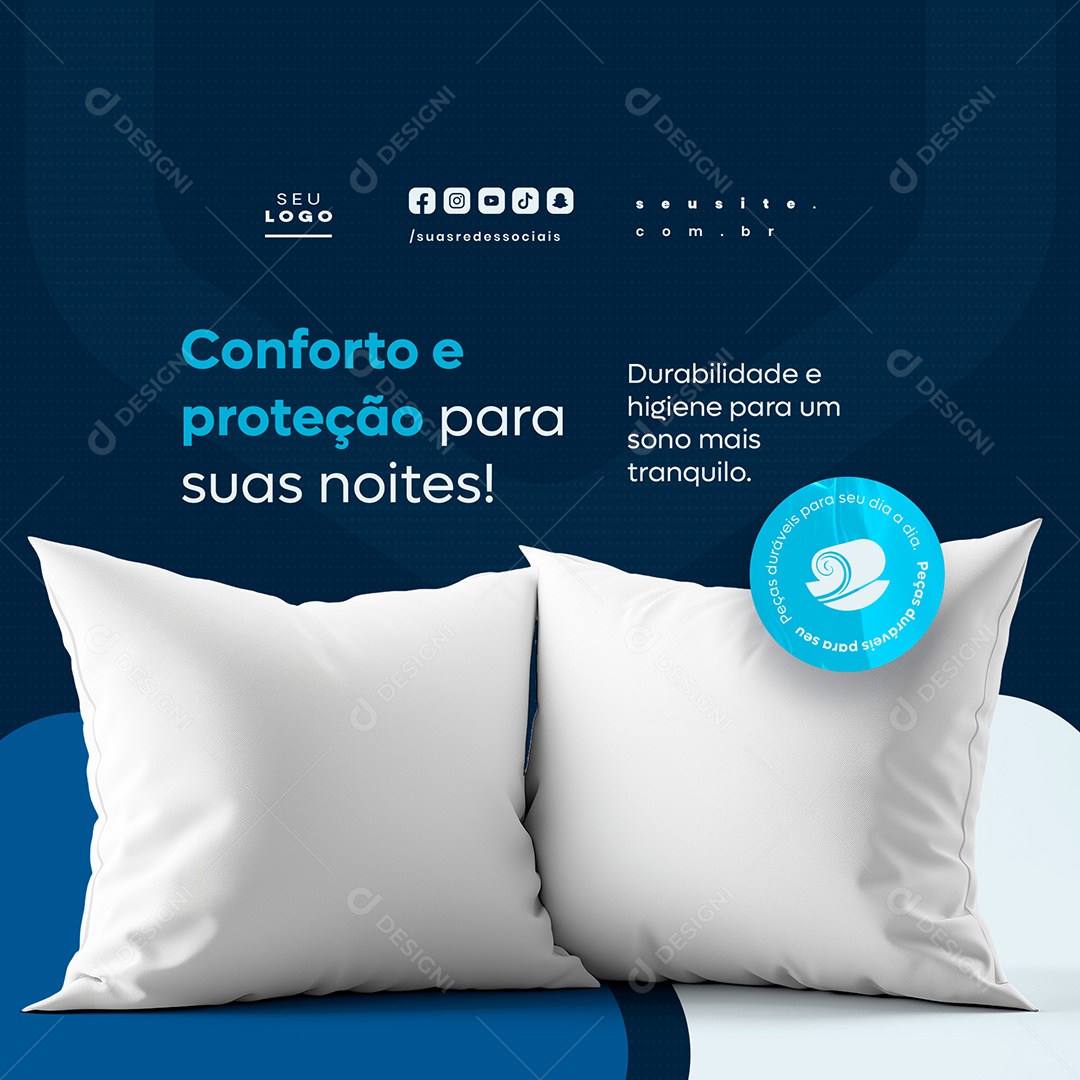 Feed Loja de Cama Mesa e Banho Conforto e Proteção Social Media PSD Editável