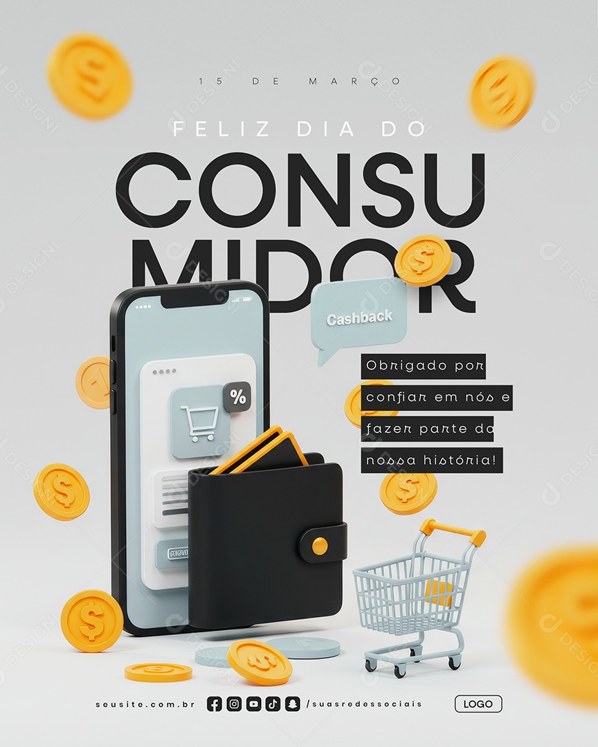 Feliz Dia do Consumidor 15 de Março Social Media PSD Editável