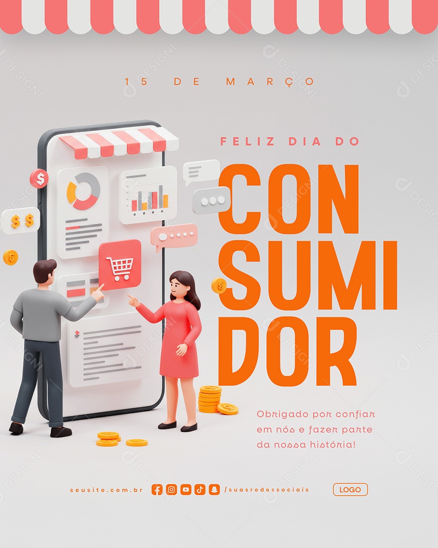 Feliz Dia do Consumidor 15 de Março Social Media PSD Editável