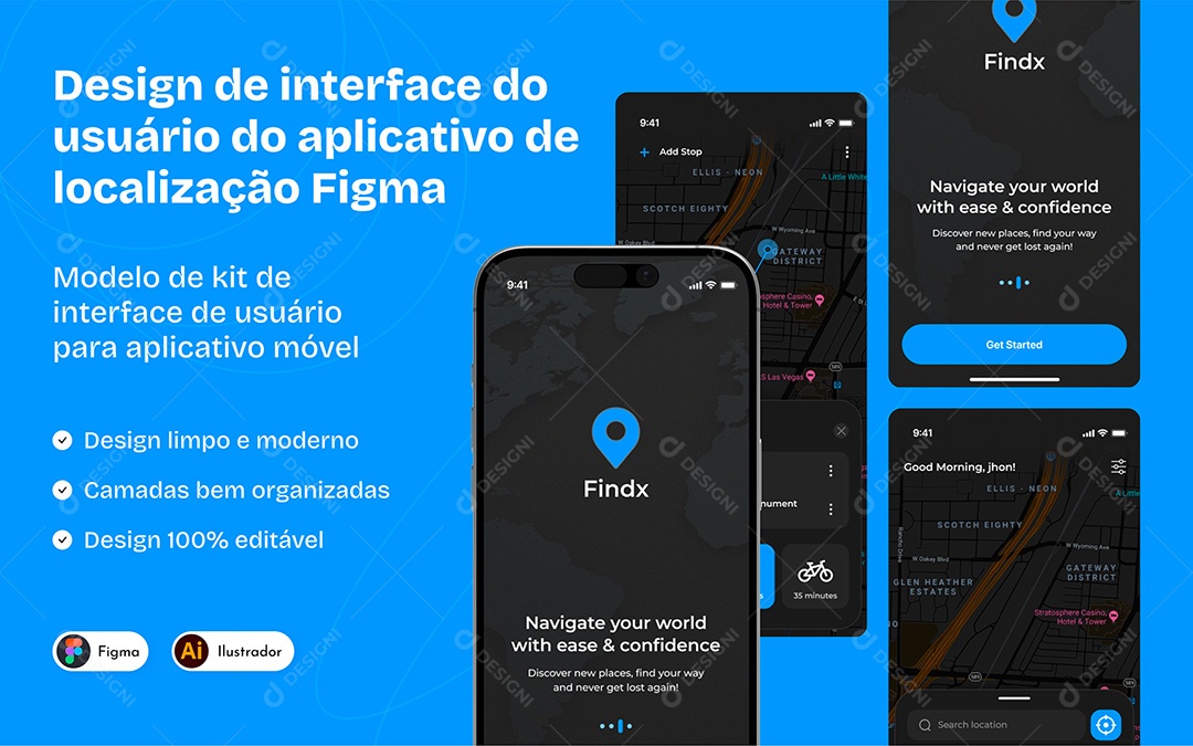 Design de Interface de Aplicativo de Localização Figma Vetor EPS
