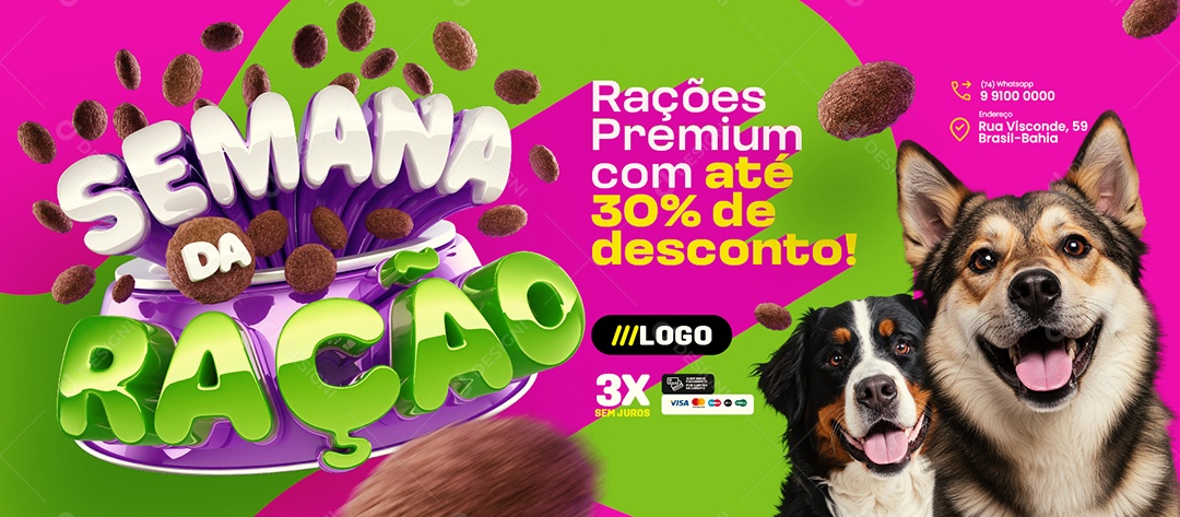 Banner Semana da Ração Pet Shop Rações Premium Social Media PSD Editável