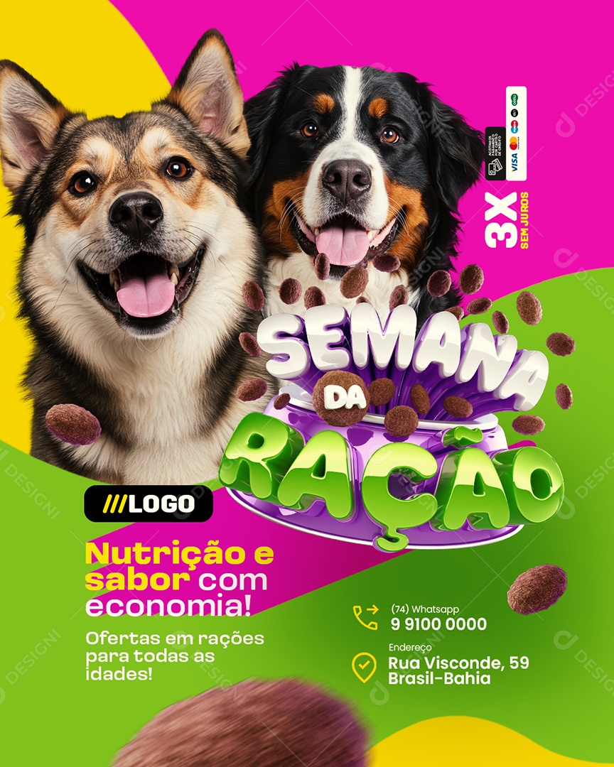Semana da Ração Pet Shop Nutrição e Sabor Social Media PSD Editável