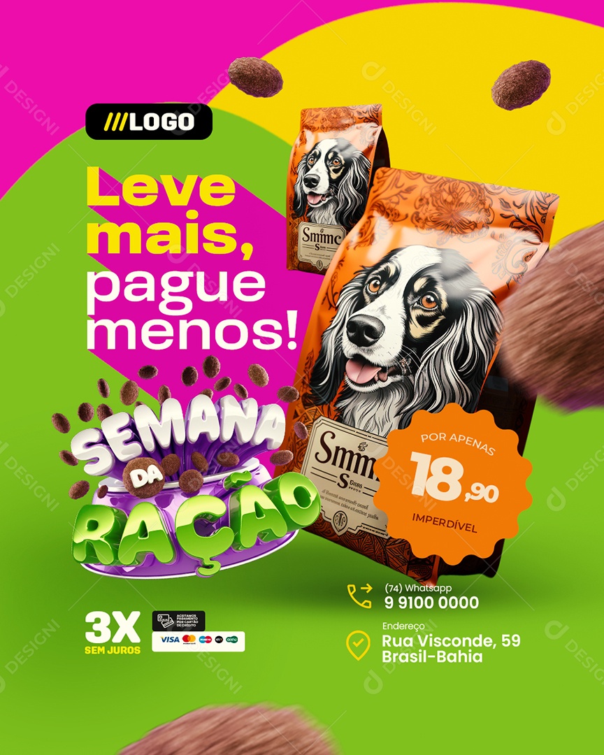Semana da Ração Pet Shop Leve Mais Pague Menos Social Media PSD Editável