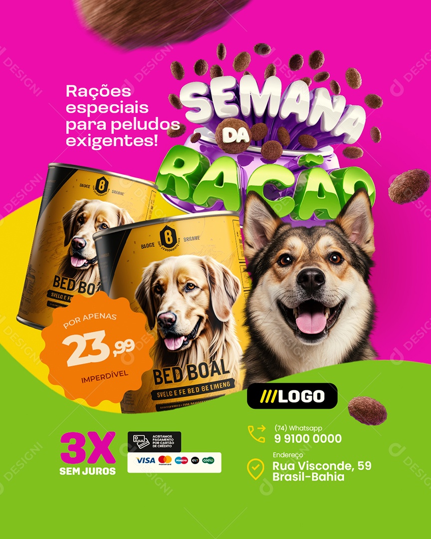 Semana da Ração Pet Shop Rações Especiais Social Media PSD Editável