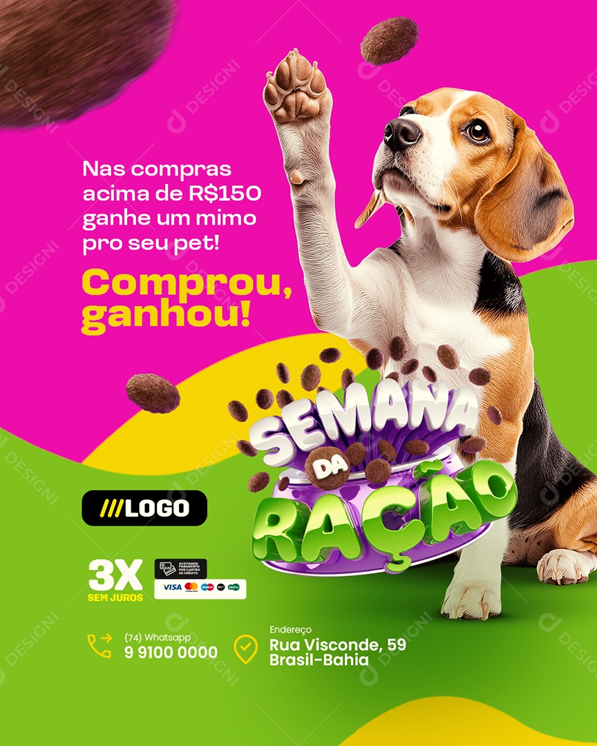 Semana da Ração Pet Shop Comprou Ganhou Social Media PSD Editável