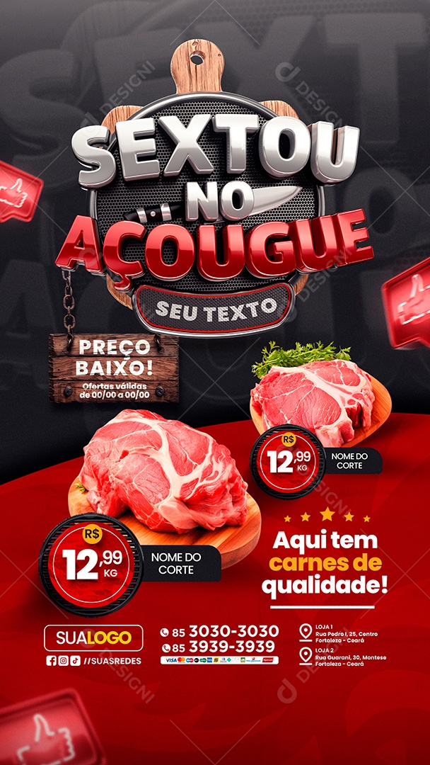 Storys Tabloide Sextou no Açougue Social Media PSD Editável
