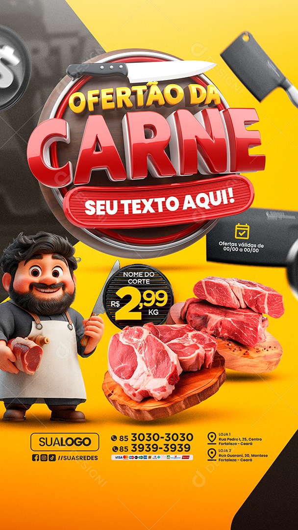 Storys Tabloide Ofertão da Carne Açougue Social Media PSD Editável