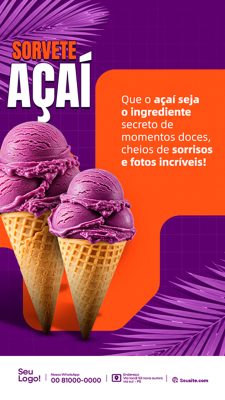 Sorvete Açaí Social Media PSD Editável