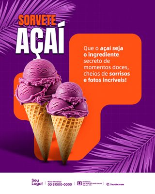 Sorvete Açaí Social Media PSD Editável