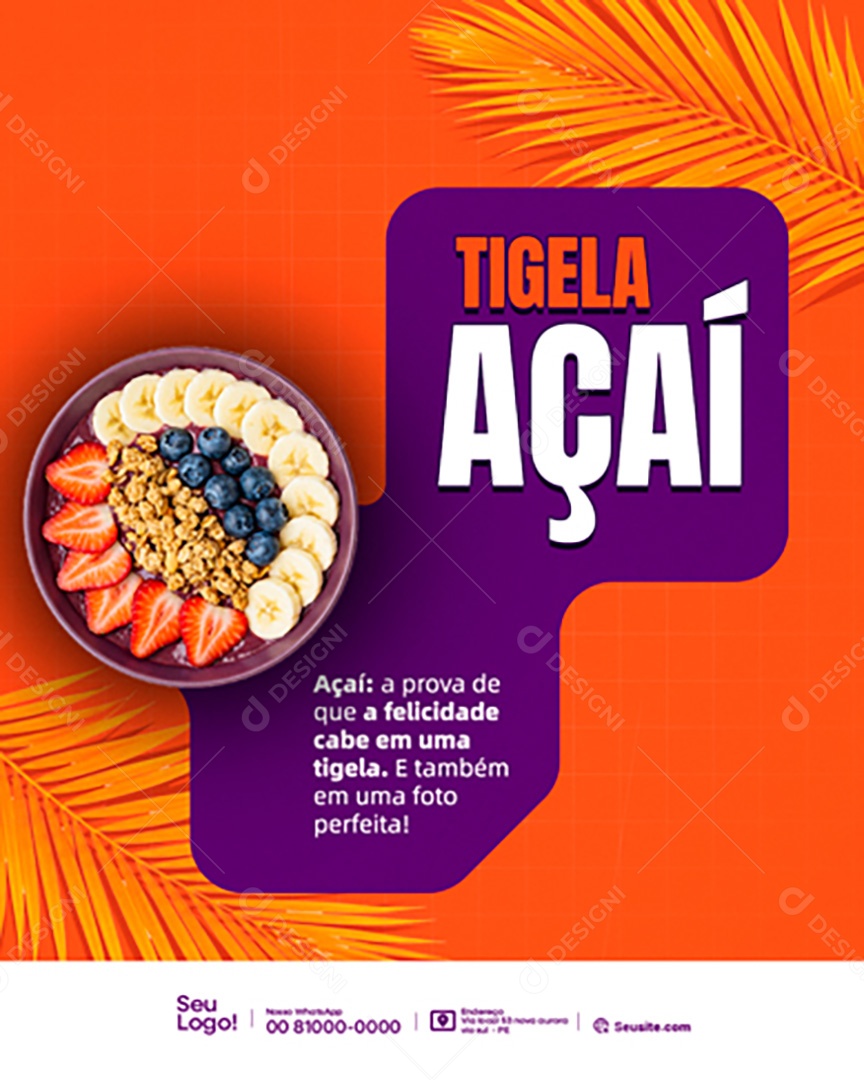 Tigela de Açaí Social Media PSD Editável