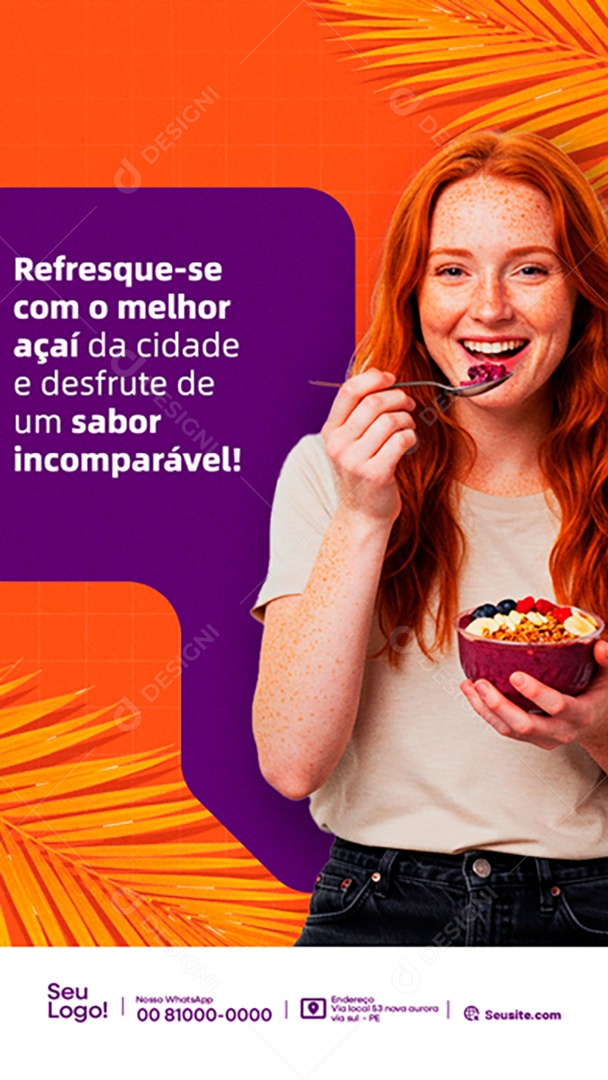 Refresque-se com o Melhor Açaí da Cidade Social Media PSD Editável