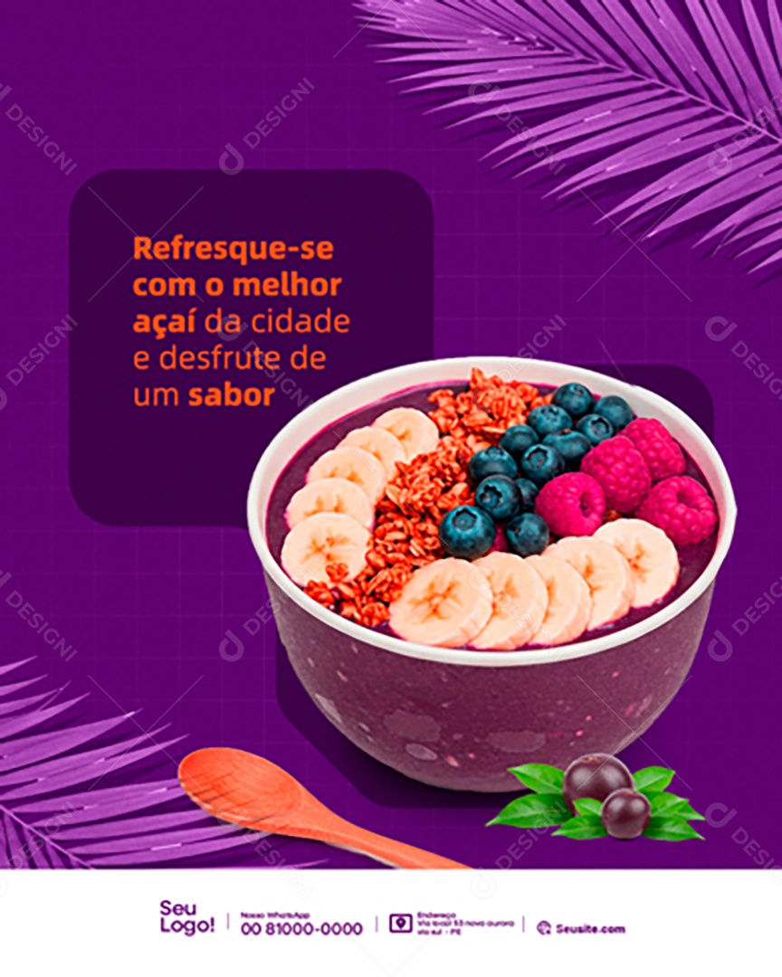 Açaí na Tigela Social Media PSD Editável