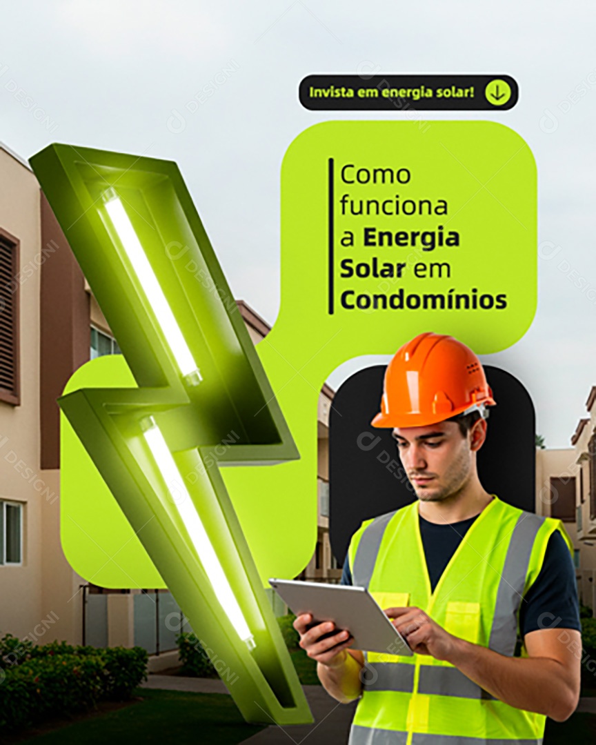 Como Funciona a Energia Solar em Condomínios Social Media PSD Editável