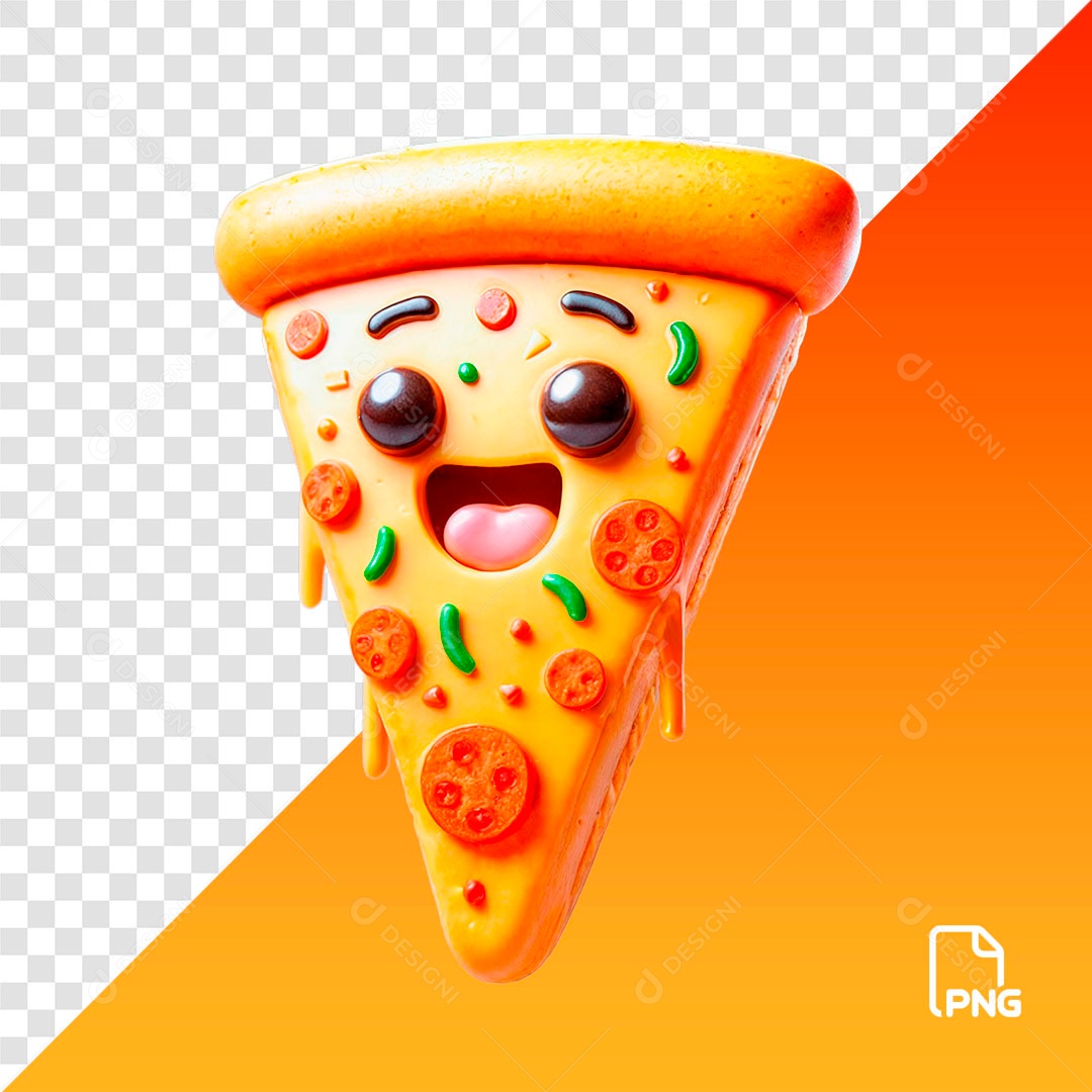 Fatia de Pizza Escorrendo Alegre 3D cartoon PSD