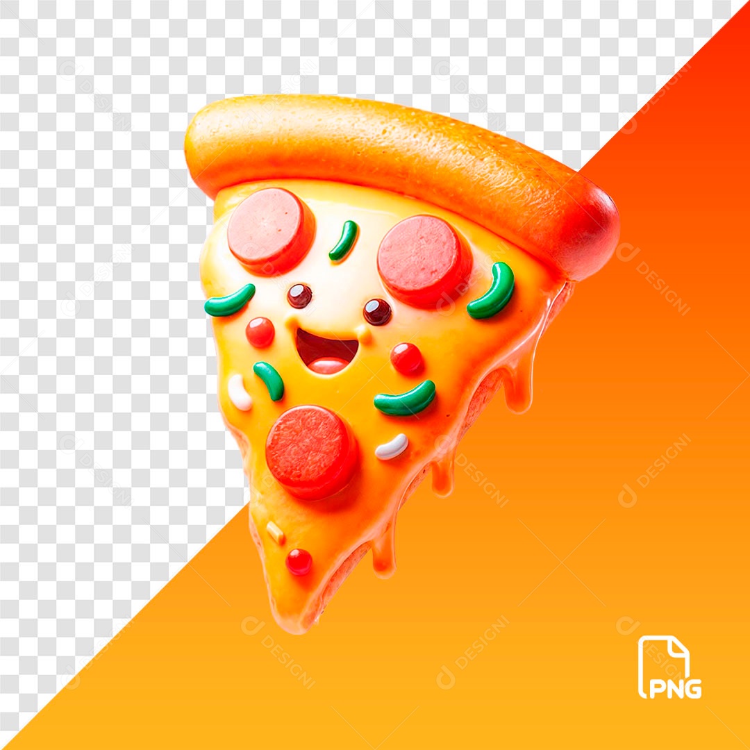 Fatia de Pizza Feliz Sorrindo PSD