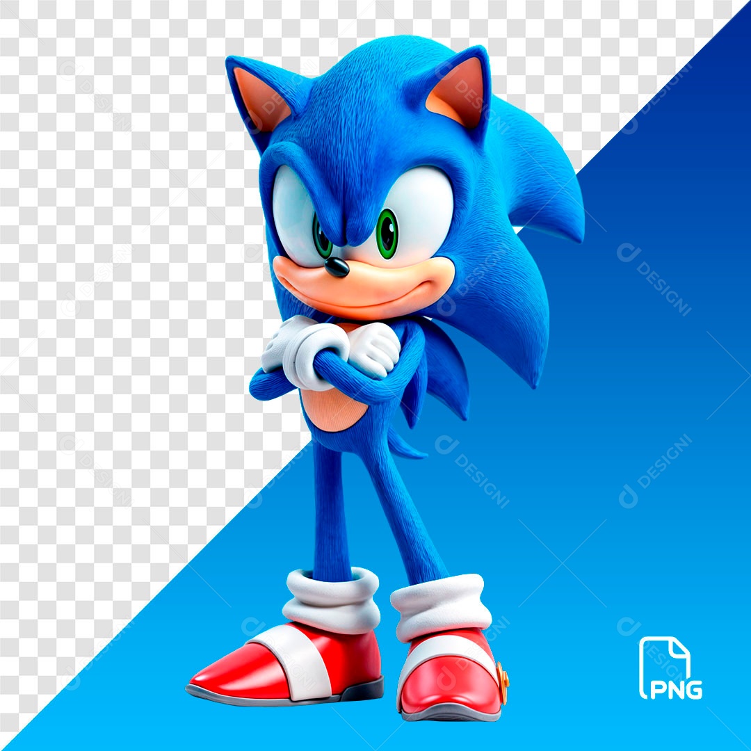 Personagem Sonic 3D de Braços Cruzados