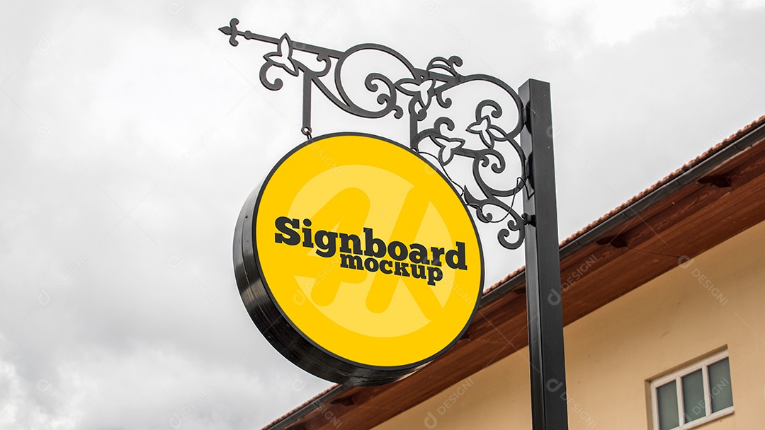 Mockup de Placa de Restaurante PSD Editável