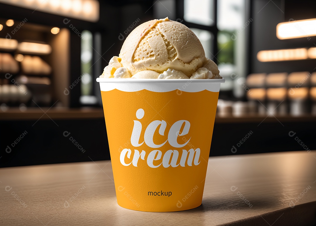 Mockup de Pote de Sorvete PSD Editável