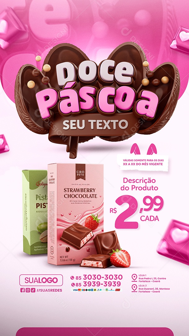 Story Tabloide Doce Páscoa Produtos Social Media PSD Editável