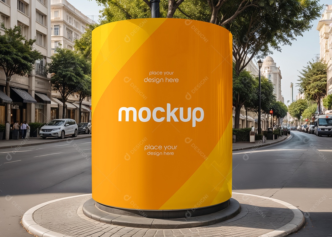 Placa de Divulgação Mockup PSD Editável