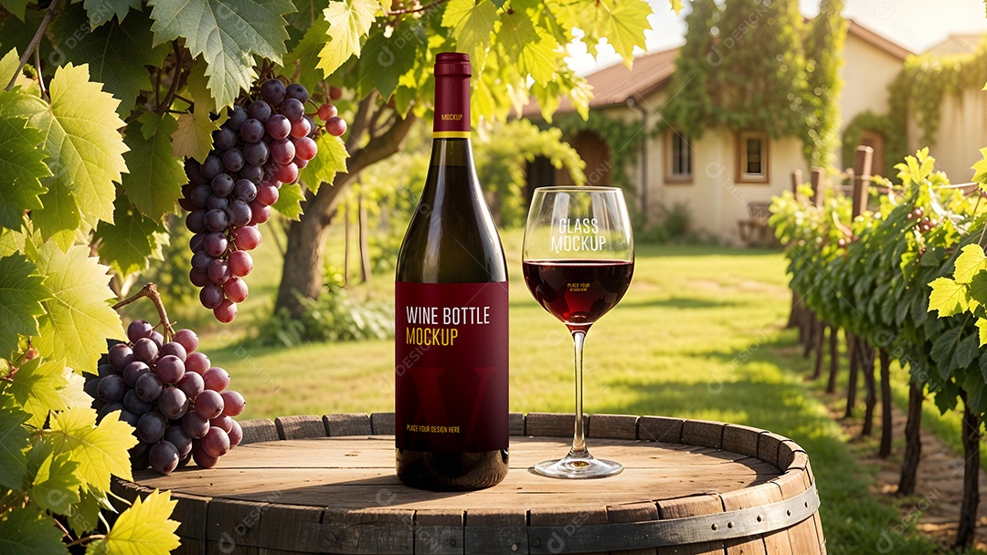 Mockup Garrafa de Vinho PSD Editável