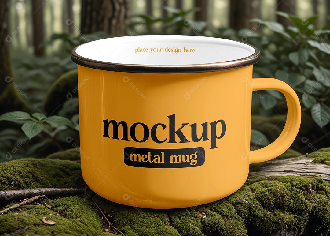 Mockup Caneca de Metal PSD Editável