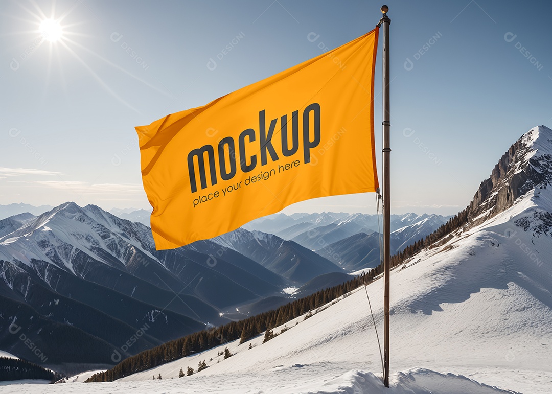 Mockup de Bandeira PSD Editável