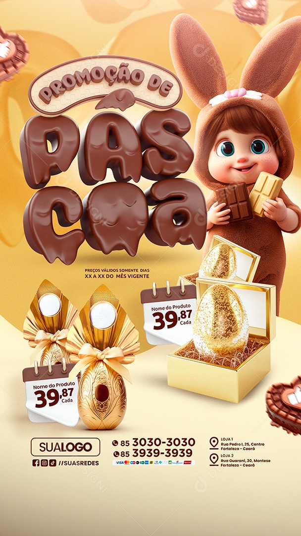 Story Tabloide Promoção de Páscoa Ovo de Páscoa Social Media PSD Editável