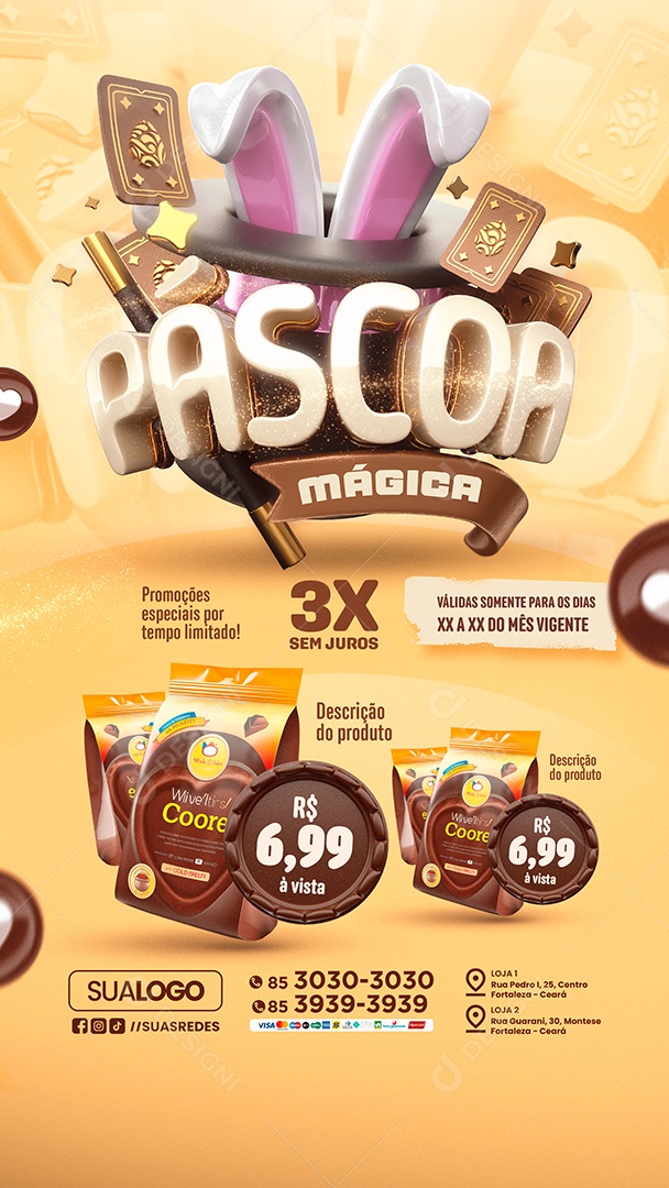 Story Tabloide Páscoa Mágica Promoções Especiais Social Media PSD Editável