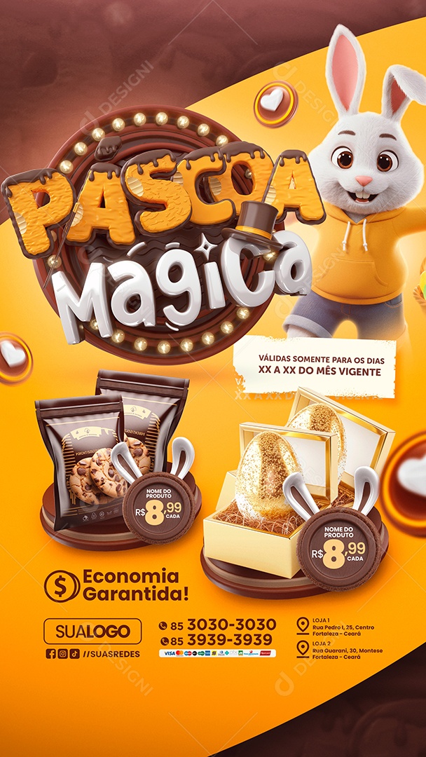 Story Tabloide Páscoa Mágica Social Media PSD Editável
