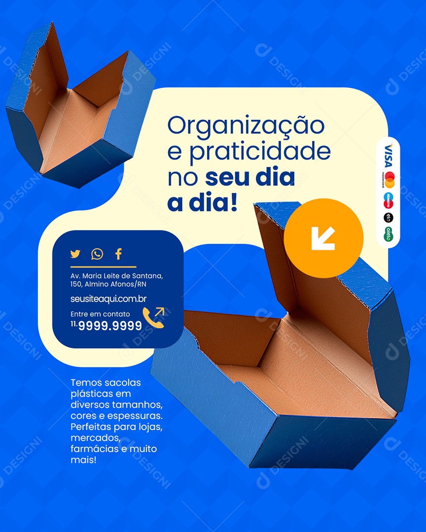 Embalagens Organização e Praticidade no Seu Dia a Dia Social Media PSD Editável
