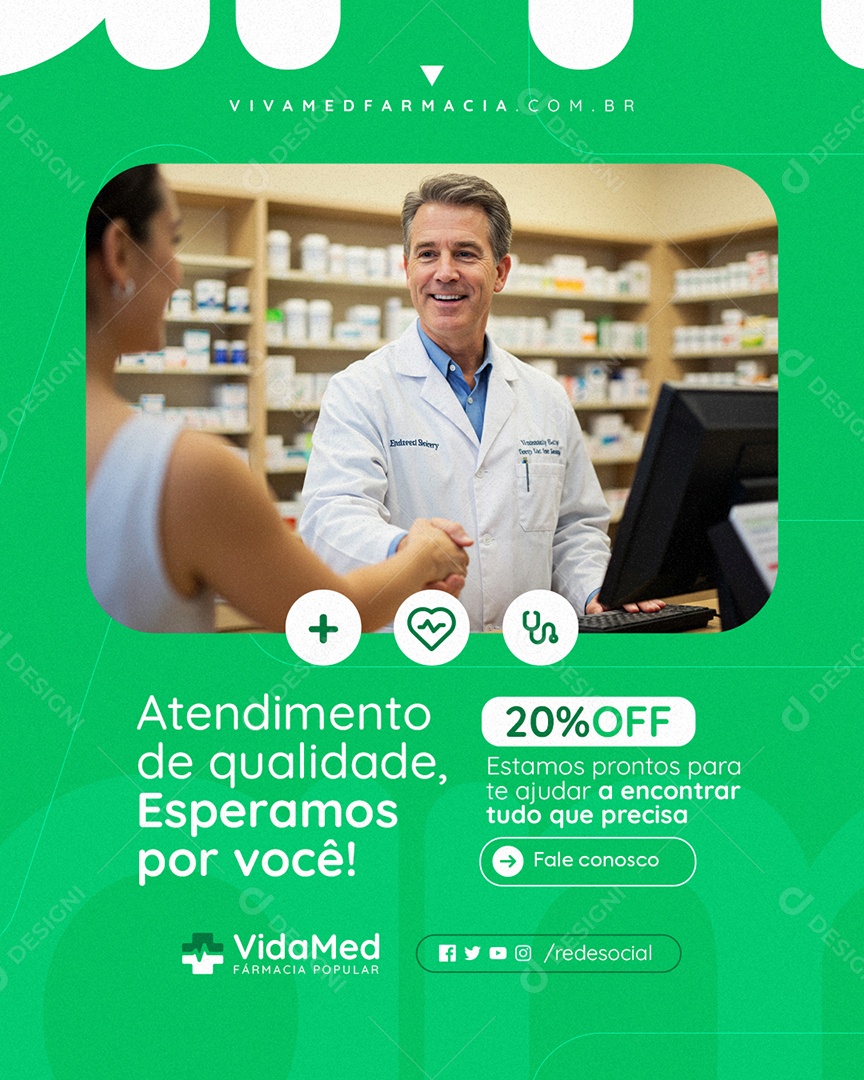 Farmácia Atendimento de Qualidade Social Media PSD Editável