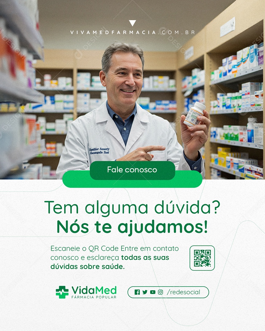 Farmácia Tem Alguma Dúvida Social Media PSD Editável