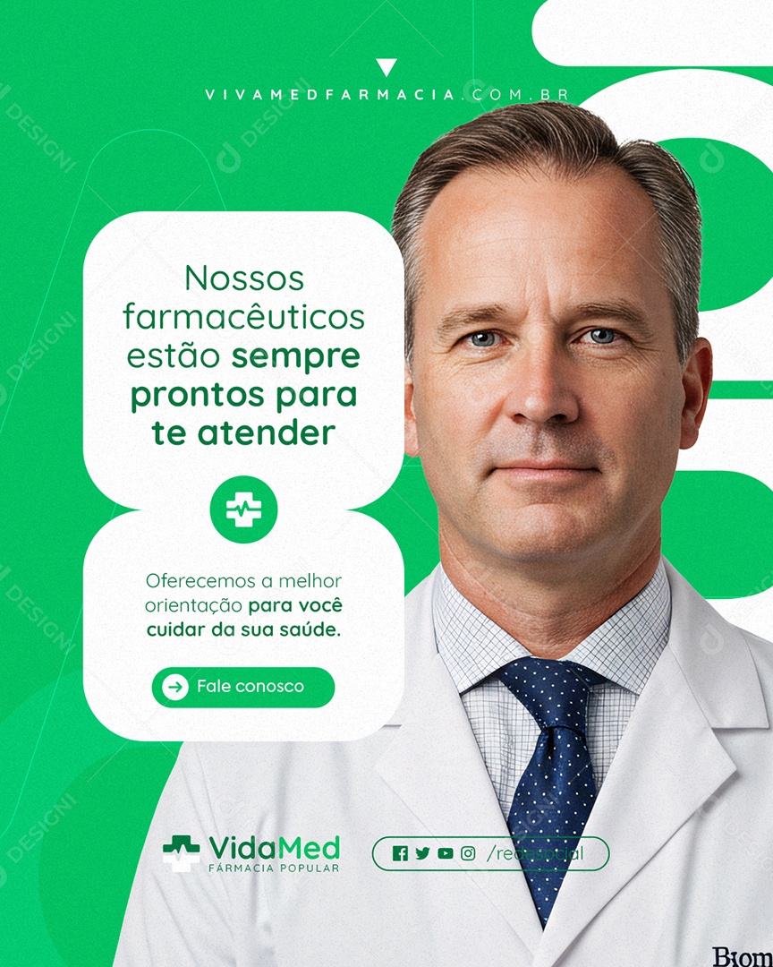 Farmácia Nossos Farmacêuticos Estão Sempre Prontos Social Media PSD Editável