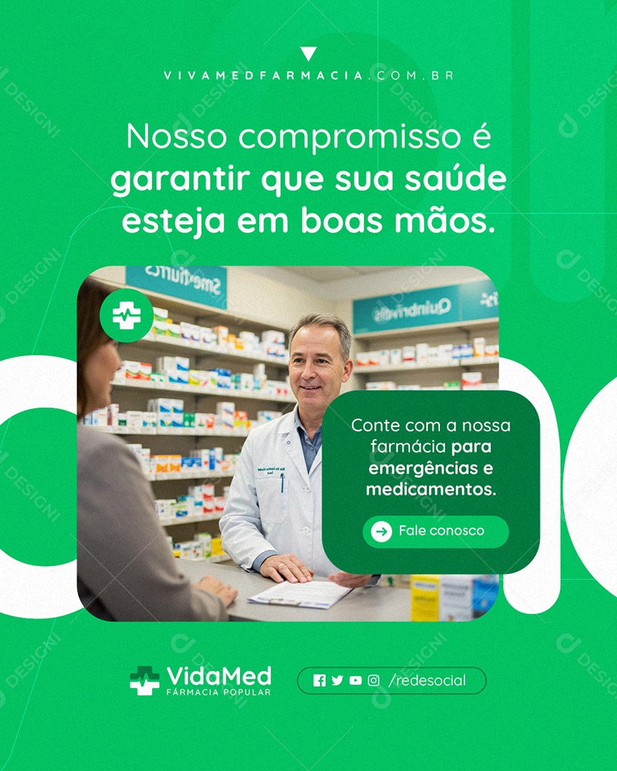 Farmácia Fale Conosco Social Media PSD Editável