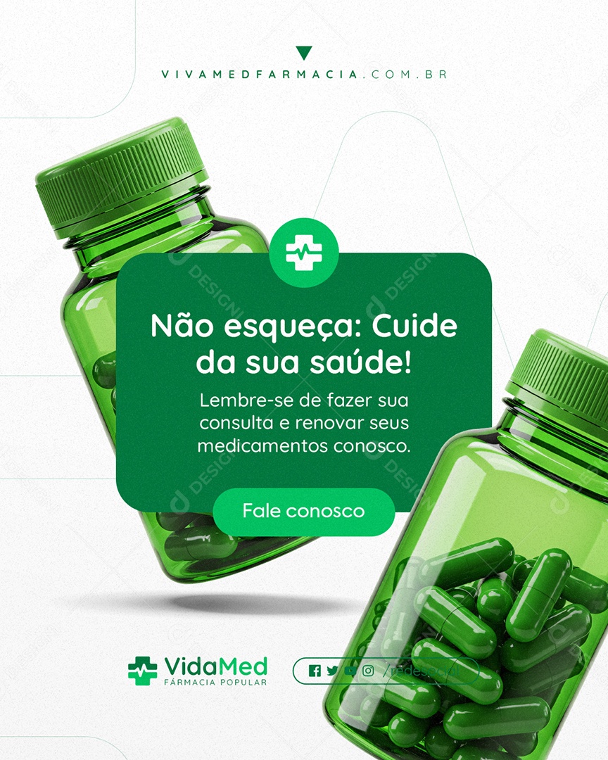Farmácia Não Esqueça Cuide da Sua Saúde Social Media PSD Editável