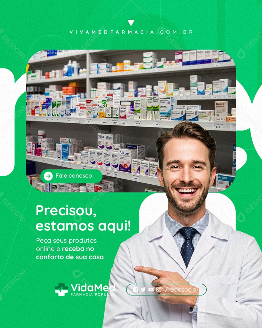 Farmácia Fale Conosco Precisou Estamos Aqui Social Media PSD Editável