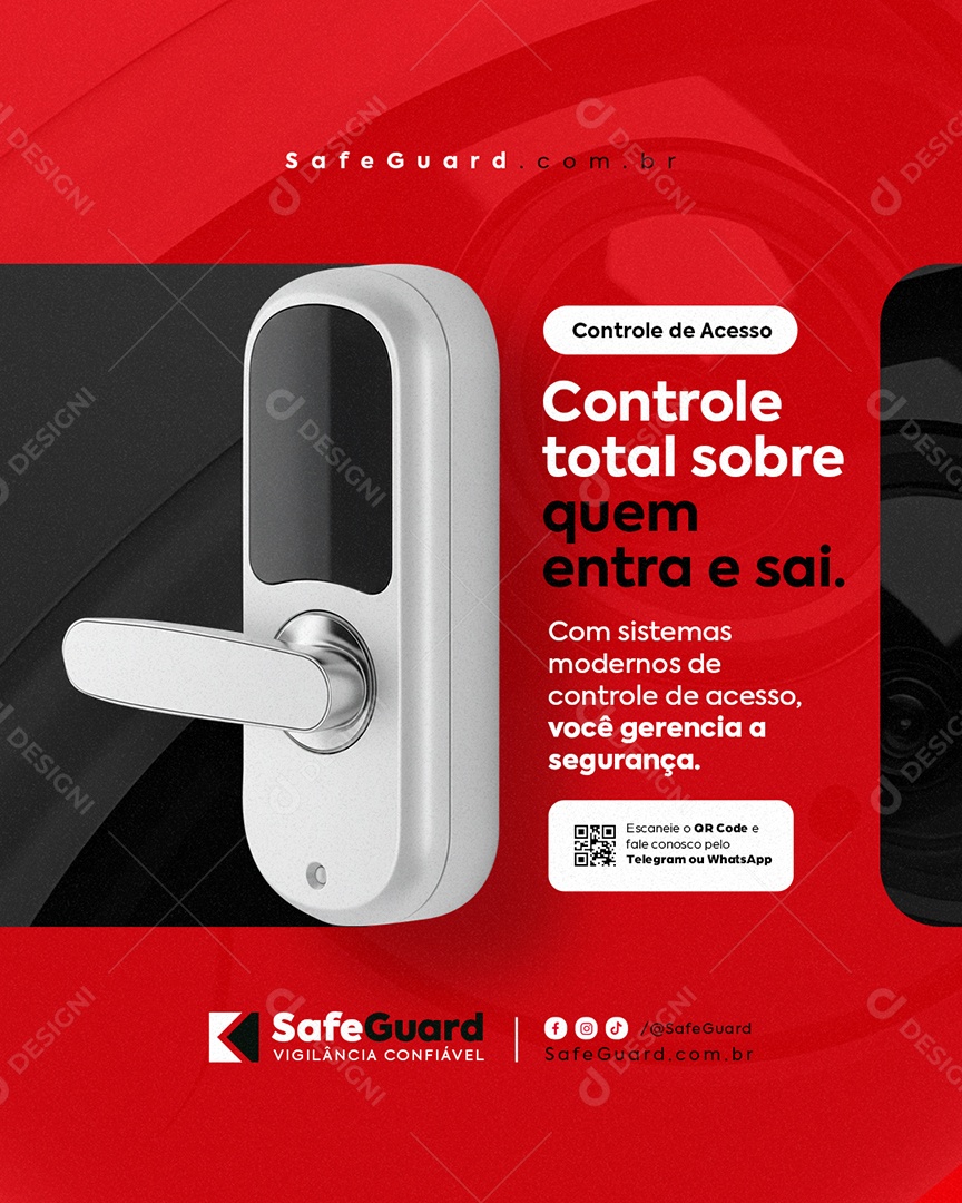 Segurança Eletrônica Controle Total Sobre Quem Entra e Sai Social Media PSD Editável