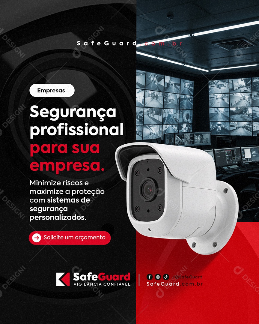 Segurança Eletrônica Minimize Riscos Social Media PSD Editável