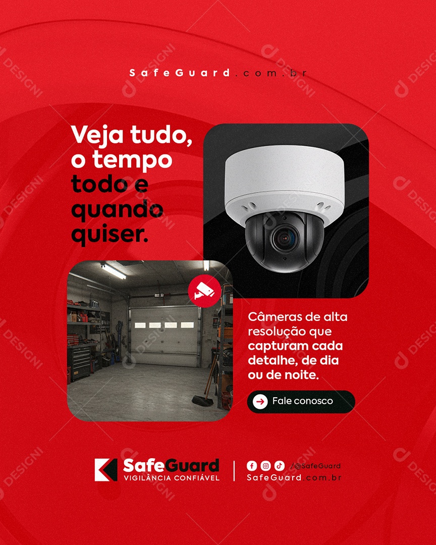 Segurança Eletrônica Veja Tudo o Tempo Todo Social Media PSD Editável