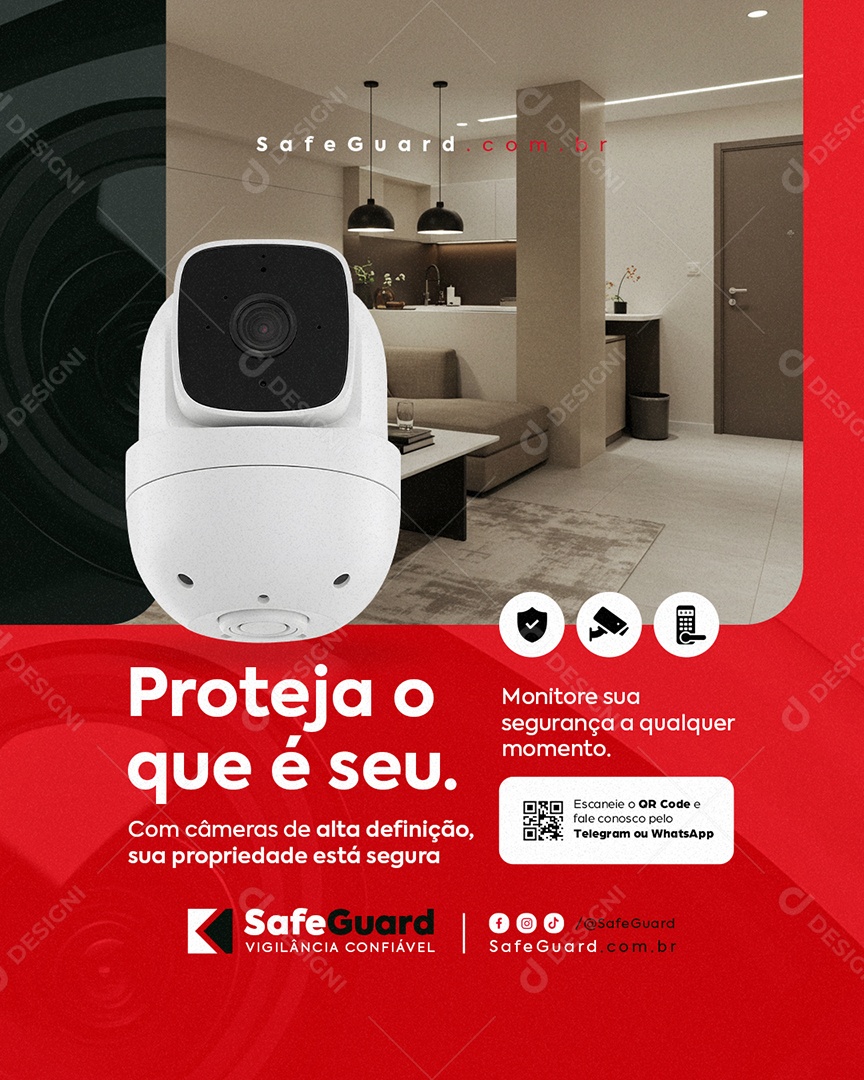 Segurança Eletrônica Proteja o Que é Seu Social Media PSD Editável