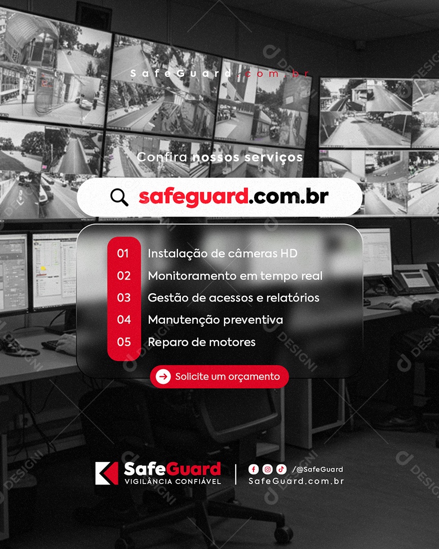 Segurança Eletrônica Confira Nossos Serviços Social Media PSD Editável