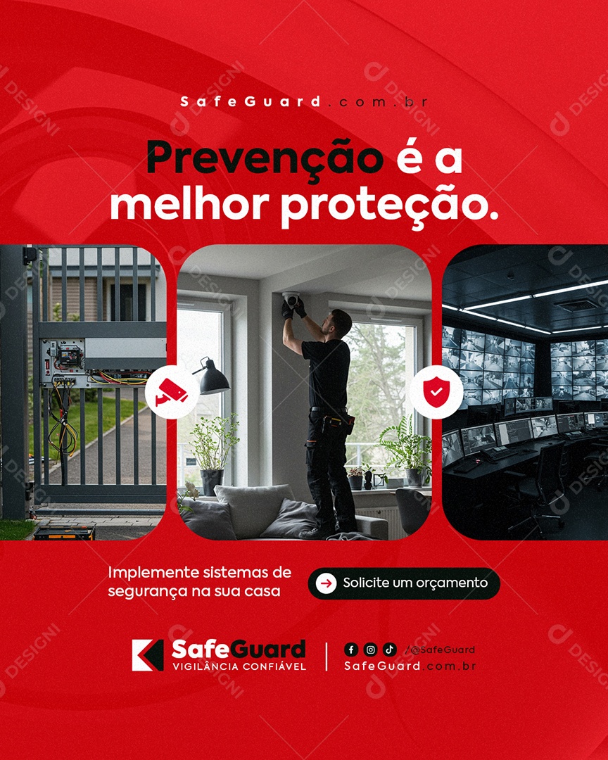 Segurança Eletrônica Prevenção é a Melhor Proteção Social Media PSD Editável