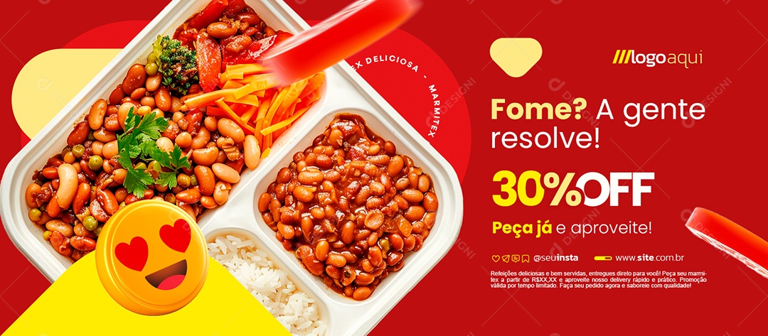 Banner Marmitex Fome A Gente Resolve Social Media PSD Editável