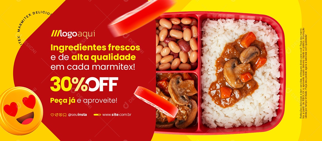 Banner Marmitex Ingredientes Frescos Social Media PSD Editável