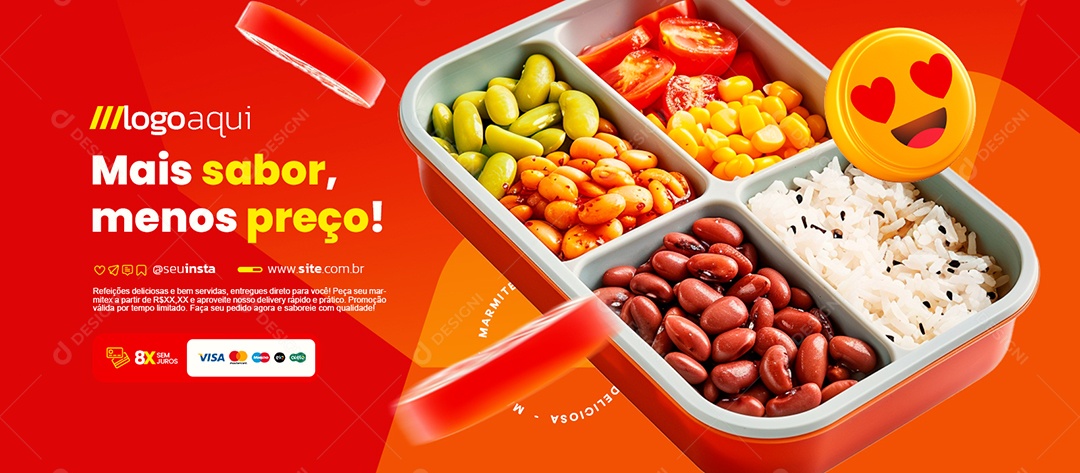 Banner Marmitex Mais Sabor Menos Preço Social Media PSD Editável