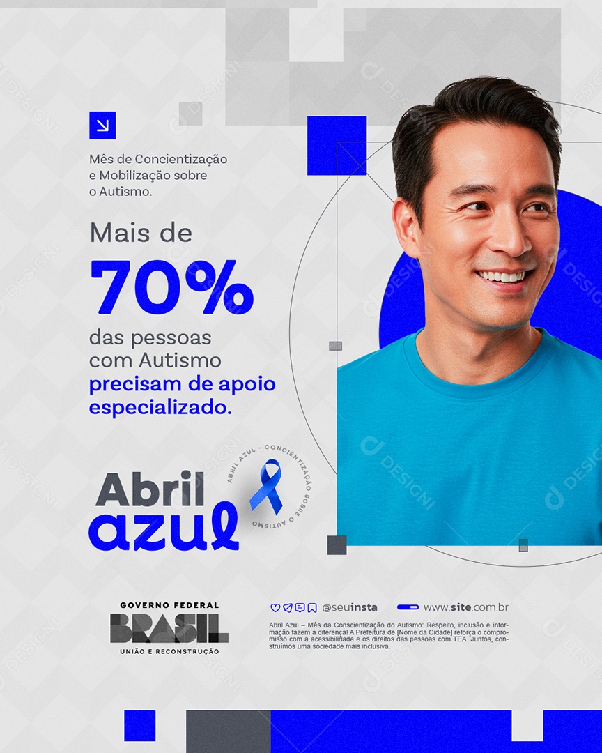 Abril Azul Mês de Conscientização e Mobilização Sobre o Autismo Social Media PSD Editável