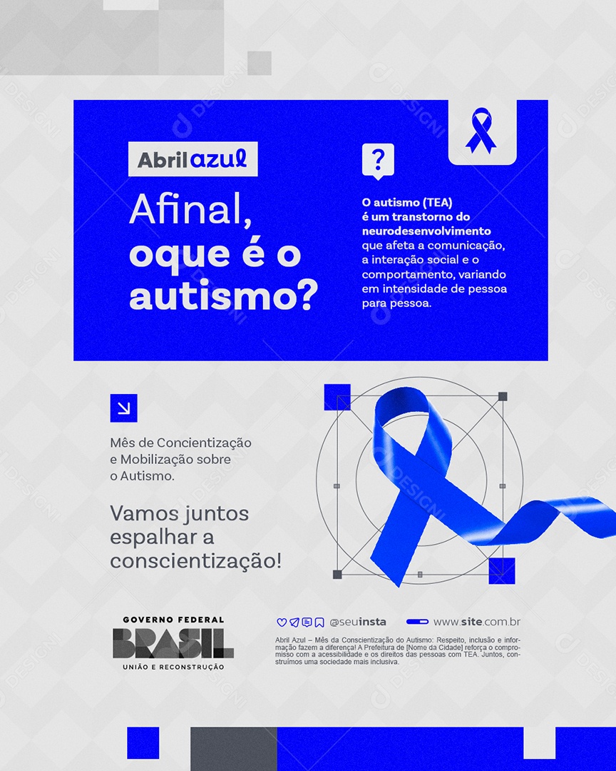 Abril Azul Afinal Oque é o Autismo Social Media PSD Editável