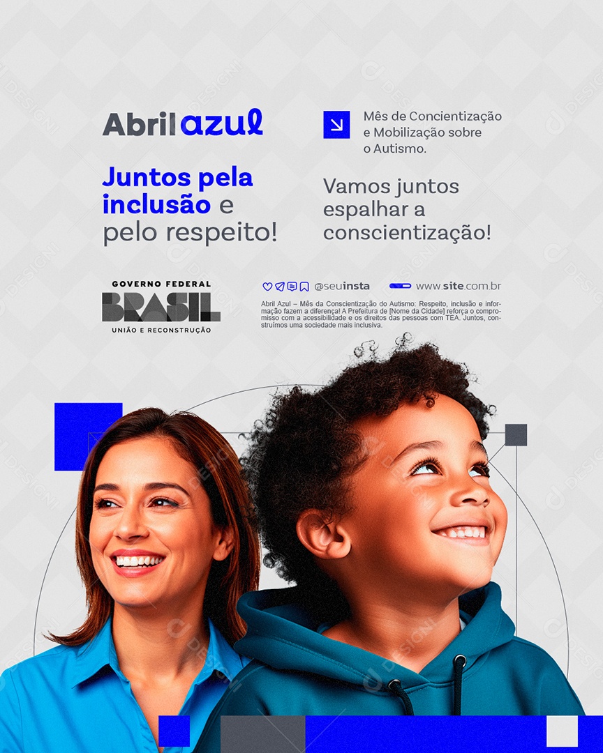 Abril Azul Mês de Conscientização e Mobilização Sobre o Autismo Social Media PSD Editável
